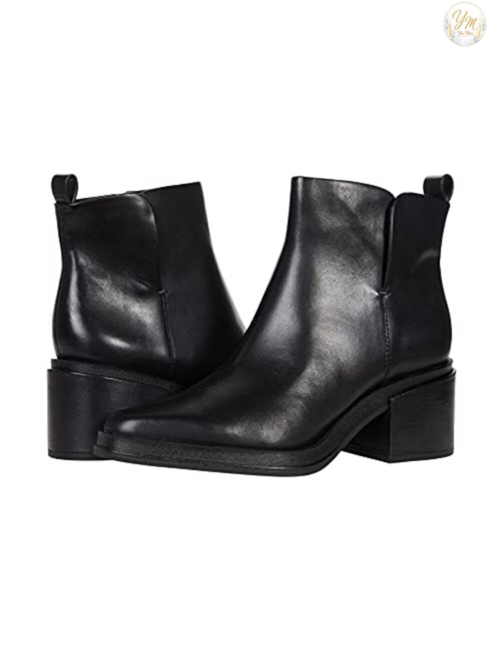 Leather Ankle Bootie Pointed Toe Block Heel Side Zip Womens Boots